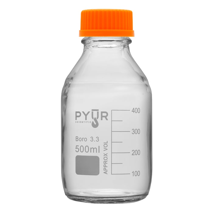 PYŪR Scientific Glass Reagent Media Storage Bottle GL45 Screw Cap