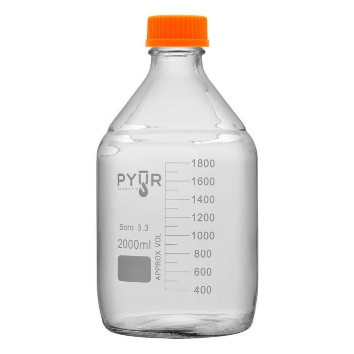 PYŪR Scientific Glass Reagent Media Storage Bottle GL45 Screw Cap