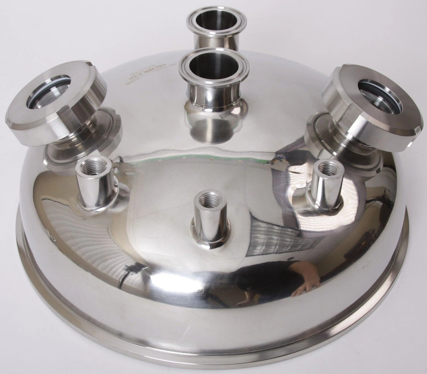 Domed Extraction Tank Lid - Tri Clamp 12" x 1.5" w/ (2) 1.5" SGPVs, (2) FNPT 1/4", FNPT 3/8"