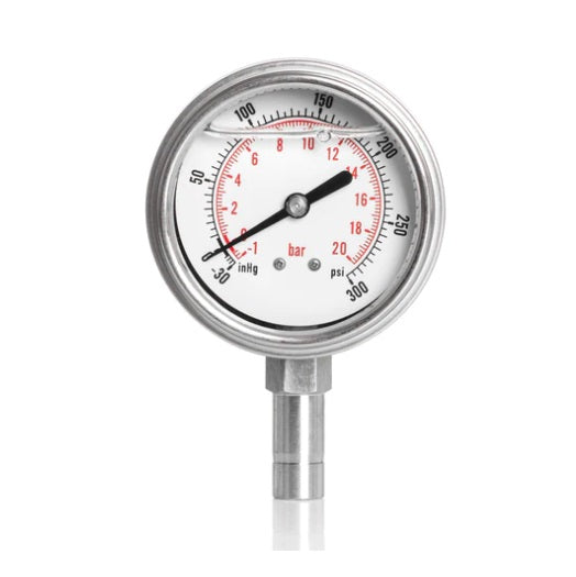 1/2" Tube Stub Pressure Gauge -30 to 300psi