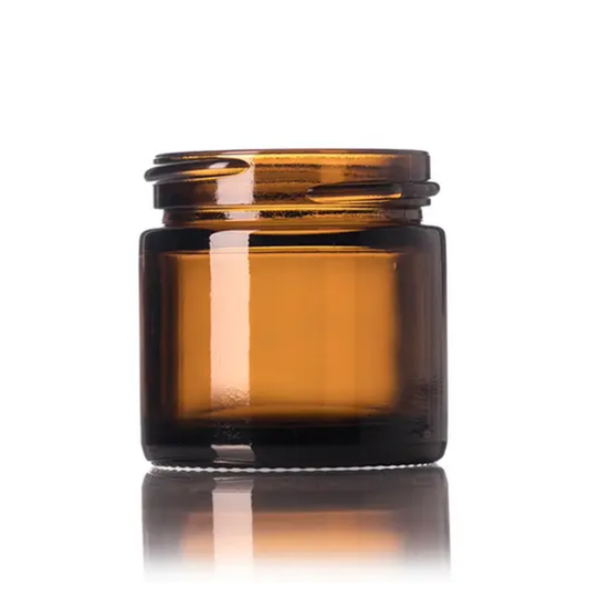 1oz Amber Glass Straight Sided Jar w/ Metal Lid 160/pk
