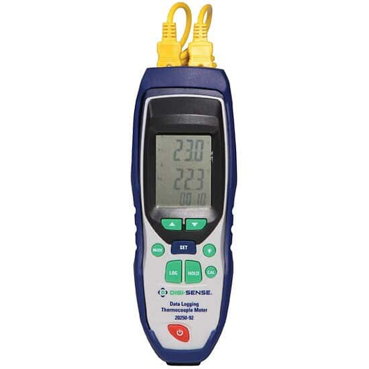 Digi-Sense Dual-Input Data Logging Thermocouple Thermometer with NIST-Traceable Calibration